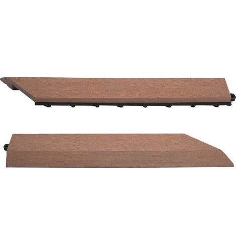 [NON UTILIZZATO] Set 2x listelli profilo per piastrelle Rhone T831 WPC 30x30cm marrone destra senza ganci