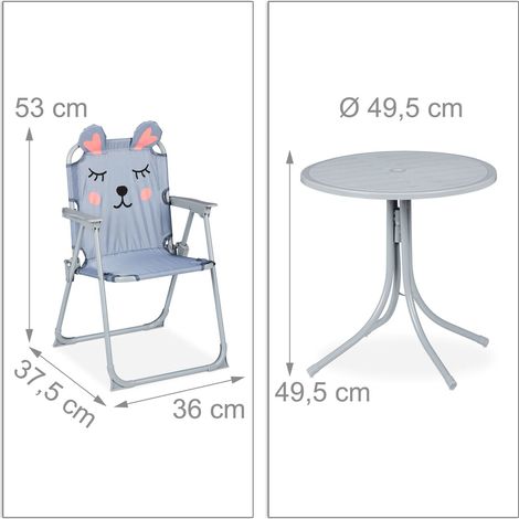 Salon de jardin enfant mobilisable extérieur 53 x 49,5 x 87,5 cm design original pratique en plastique bleu (1/5)