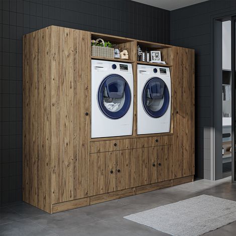Roomart S1 Waschmaschinen-Umbauschrank 224 cm, Eiche