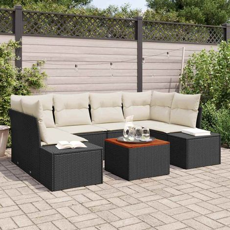 Conjunto de sofás de jardín 7 uds. Negro y crema vidaXL (1/5)