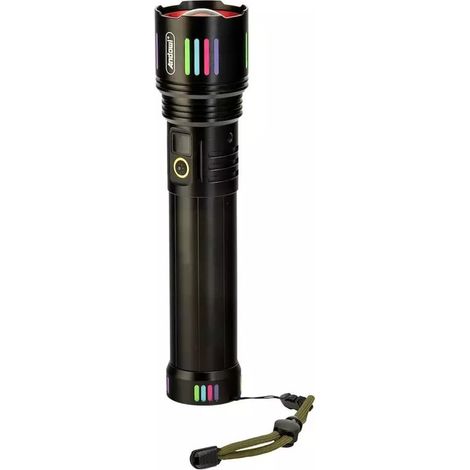 Andowl - Torcia Elettrica Led Ricaricabile Portatile Potente Con Stoppino Laser Bianco Q-st69 - (1/5)