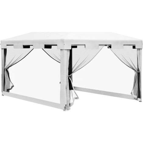 Pavillon Partyzelt 4x3m Gartenpavillon mit Netz-Seitenwänden für Balkon Terrasse, Festzelt aus Metall und PE Weiß
On-Site