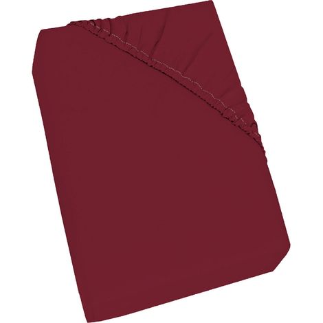 Lenzuolo Sotto 1 Piazza e Mezzo con Angoli ed Elastico Tinta Unita Bordeaux (1/5)