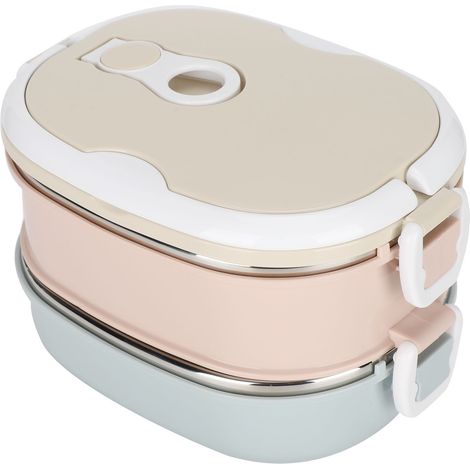 Boîte à lunch portable en acier inoxydable isotherme, 2 compartiments, 1800 ml, idéale pour les enfants et les étudiants. (1/5)
