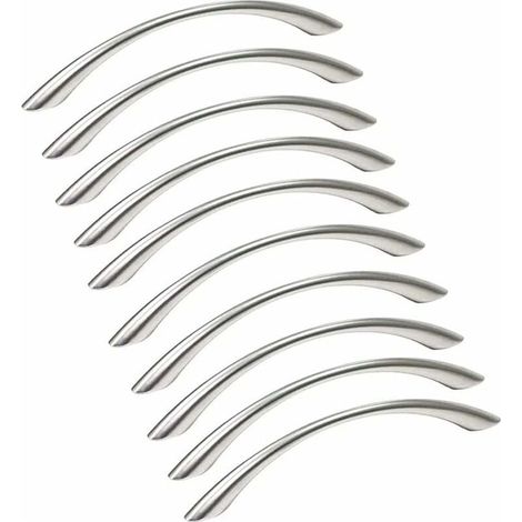 Lot de 10 Poignée Meuble Poignée de Meuble Cuisine Inox - Poignée de Porte Poignée Cuisine Nickel Brossé en Acier Inoxydable Entraxe 128mm argent (1/5)