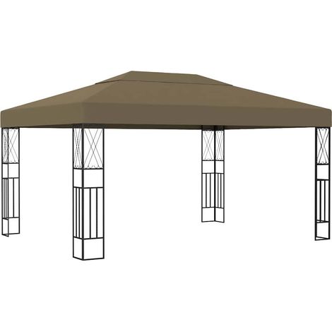 Tonnelle de Jardin Tente de réception - Rapide à Installer 3x4 m Taupe Tissu BV969739 - BonneVie (1/5)