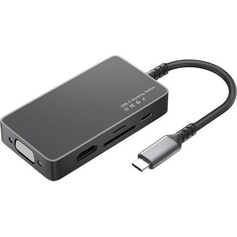 Station d'accueil USB-C 8 en 1 avec HDMI, VGA, 3 ports USB 3.0, hub intelligent pour ordinateur portable (1/5)