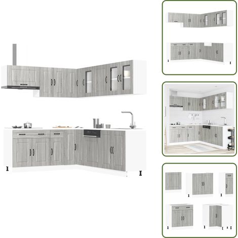 Mobili da cucina con scomparti - vidaXL Set Mobili da Cucina 11 pz Kalmar Grigio Sonoma in Truciolato - Mobili da cucina con piedini regolabili