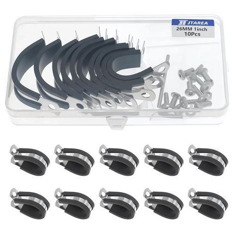 10 Collier De Serrage Acier Inoxydable 26mm Caoutchouc Fixation Tube Tuyau Automobile (1/5)