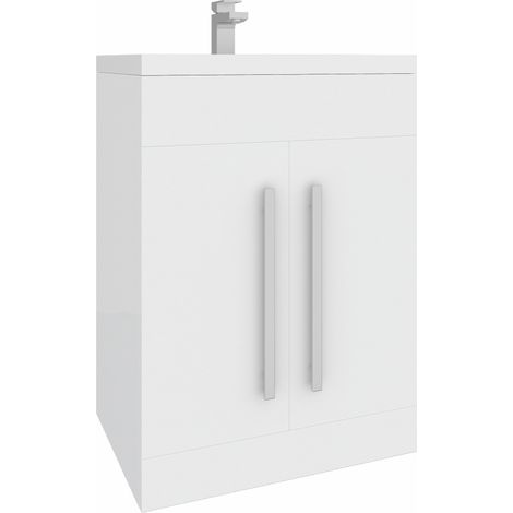 600mm Floor Standing Vanity Unit Sink Flat Packed Painted White