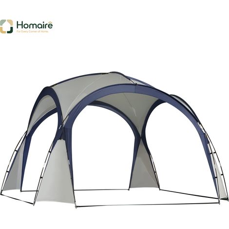 HOMAIRE Zelt de camping/garten/fête/partie en polyester crème-blanc et bleu, 3,5x3,5x2,3m, résistant aux intempéries, avec tiges de verre (1/5)