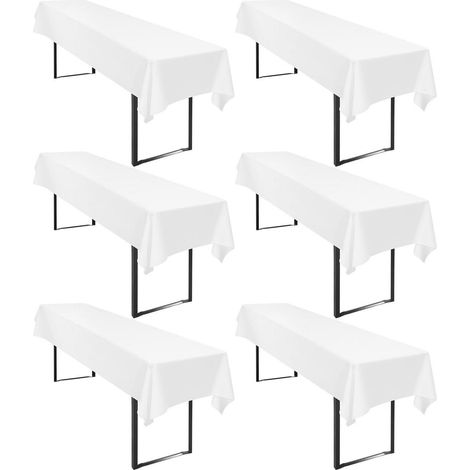 6er Set Bierzeltgarnitur Tischdecke 110x260cm Weiß Polyester Fleckenabweisend