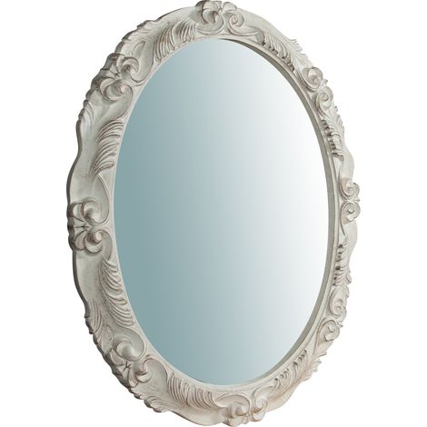 Vertikaler / horizontaler Wandspiegel  Spiegel zum Aufhängen aus Holz mit antikweißer Oberfläche L78xPR7xH98cm Made in Italy