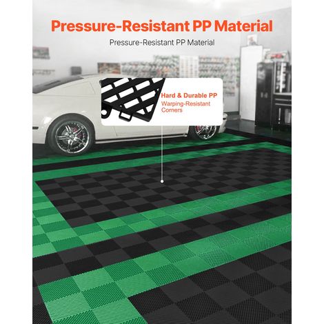 Tapis de drainage emboîtable 40x40 cm, 24 dalles modulaires PP noires anti-dérapage, sol garage jardin cuisine douche extérieur (1/5)