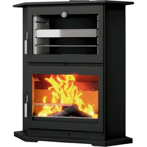 Fm Calefaccion – Poêle à bois d'angle avec four 10.9 kW – Puissance 13.3 kW – Volume de chauffe 295 m3 – Évacuation des fumées supérieure – Double combustion (1/6)