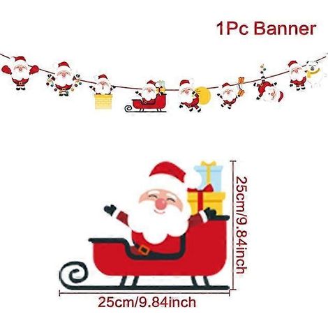 Bannière de Noël avec le Père Noël, décorations de Noël pour la maison, ornements de Noël à suspendre, fête de fin d'année, Navidad Kerst, Nouvel An (1/5)