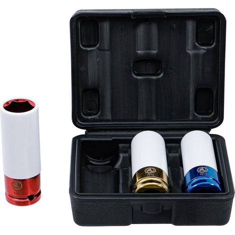 Jeu de Douilles de Puissance 12,5 mm (1/2) 17/19/21 mm - 3 pcs, Protection Intégrée - Acier - D-Work (1/5)