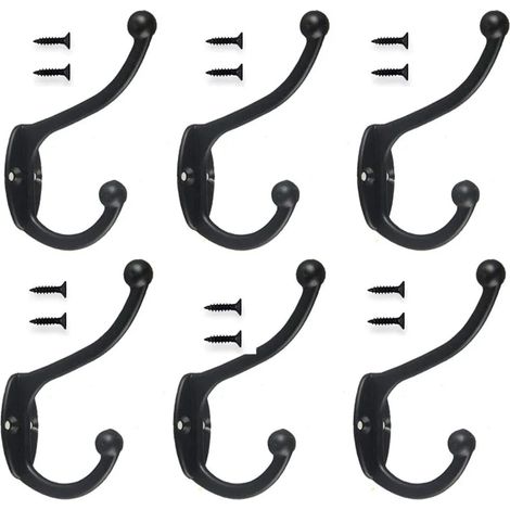 Antik Haken, 6 Stücke Retro kleiderhaken, Haken Vintage, Handtuch-Haken Kleider Haken Hut-Haken Für Bad Küche Garderobenhaken (Schwarz)