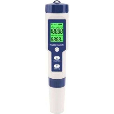 Testeur de salinité de piscine, testeur numérique de salinité de l'eau de mer 5 en 1, Kit de Test étanche Ip67 (1/5)