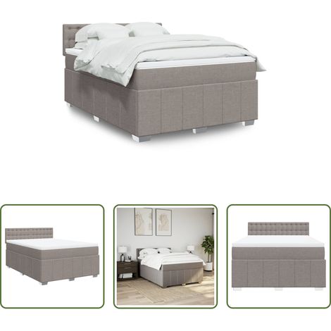 vidaXL Taschenfederkern - Boxspringbett mit Matratze Taupe 140x200 cm Stoff (1/5)