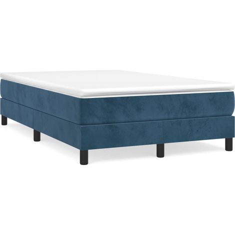 vidaXL Sommier à lattes de lit et matelas bleu foncé 120x190cm velours (1/5)