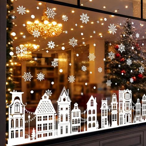 Aufkleber Noel Fenetre Electrostatique 9 Feuilles, PVC Flocon de Neige Aufkleber Fenêtre Noël Magasin pour Vitre Porte Deco Noel Interieur (1/4)
