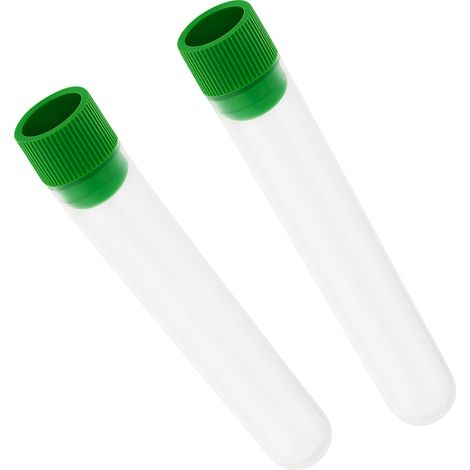 Tubes à essai en plastique PP à fond rond 16 x 100 mm, 10 ml, avec bouchon, lot de 100. (1/3)