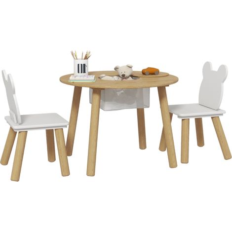 Table ronde avec deux chaises ours pour enfants,parfaite pour les repas et les activités,pour les 3 à 6 ans,ensemble de 3 pièces