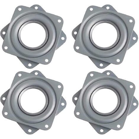 Plateau Tournant Carré 4 Pouces, 360 Degrés, Rotatif à Roulement à Billes, Métal Galvanisé, Plaque Pivotante Silencieuse, Flexibilité Optimale pour Présentoirs, Moniteur Ordinateur et Tabouret