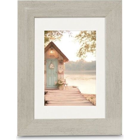 Cadre photo - Cottage - Taupe effet vieilli - 13 x 18 cm - Passe‑partout premium