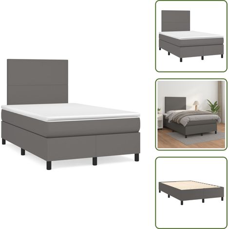 Letto con molle insacchettate - vidaXL Giroletto a Molle con Materasso Grigio 120x190 cm in Similpelle - Letto grigio