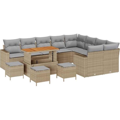 Maison Exclusive - Gartensofa-set 13 pcs Beige Poly-Rattan
