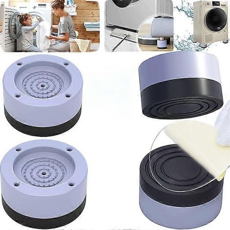Lot de 4 tapis anti-vibrations pour pieds de machine à laver, tapis antidérapants en caoutchouc pour sèche-linge et meubles (augmentation de 3,5 cm). (1/5)