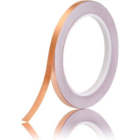 Feuille de Cuivre Bande 5mm50m Or rose pour Guitare et EMI Shielding, répulsifs Slug, Vitrail, Artisanat, réparation électrique, Mise à la Terre-adhésif conducteur (1/5)