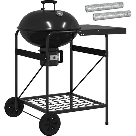 Charcoal Grill with Smoker Tubes 91 x 71 x 107 cm Steel Black vidaXL (1/5)