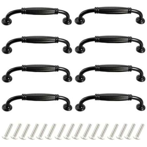 Lot de 8 Poignées de Portes Meubles 96mm en Alliage d'Aluminium Poignee pour Placard Tiroir Moderne avec Vis (1/5)