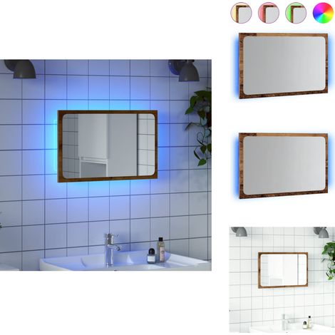 The Living Store Badspiegel mit LED-Leuchten Artisan-Eiche 60x8,5x38 cm - LED-Spiegel (1/5)