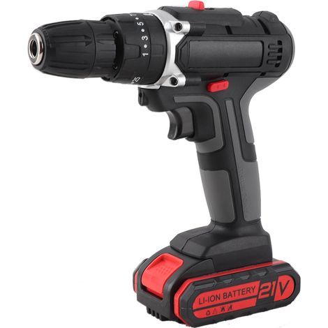 21V cordless drill/driver, screwdriver with 2 x 1.3Ah batteries, 25+3 torque settings, multiple accessories, 2 speeds, LED light, suitable for DIY projects (1/5)