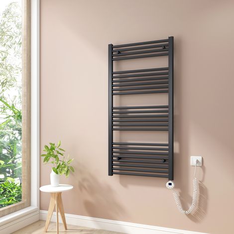 Heilmetz Radiadores Toalleros Eléctricos 600W Radiador Secatoallas Modos Temporizador y Termostato Antracita 120x60cm