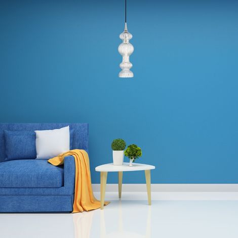 Pomfret Luminaire suspendu à 1 ampoule avec verre transparent, nickel poli, verre (1/2)