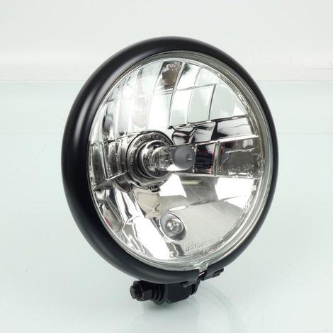 Optique additionnel rond noir mat Ø155 12V H4 W5W pour moto (1/5)