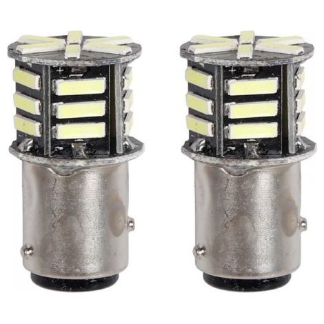 2 Pezzi Lampada LED BAZ15D S25 P21/5W 21 SMD 5730 12V 300lm 1W/2.5W Doppio Filamento Bianco Piedi Sfalsati 42mm