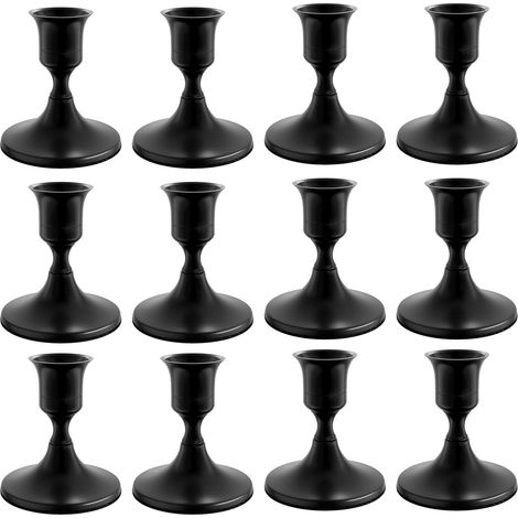 Bougeoirs noirs en forme de cloche, style vintage, idéaux pour décorer les tables à manger, les cheminées et les réceptions de mariage (12 pièces) (1/5)