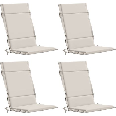 Lot de 4 Coussins de Chaise à Dossier Haut Déhoussables pour Jardin et Salon Blanc (1/5)