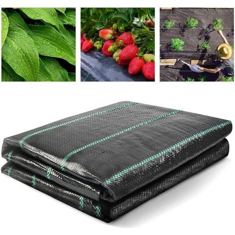 Toile de paillage 2x10m – Geotextile 100g/m² en polypropylène tissé – Résistante aux UV et perméable à l'eau – Anti-mauvaises herbes (1/5)