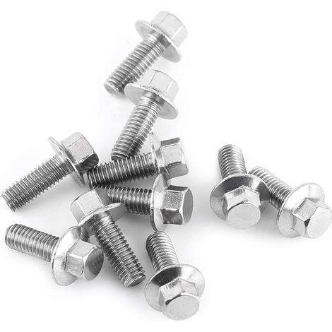 Vis Inox M6X16, Boulons Diamètre 6 Inox, Vis M6 Inox,Vis M6X16,Boulon M6,M6 Acier Inoxydable 10 Pièces M6 Acier Inoxydable SS304 Vis À Bride Hexagonale Uchon Rondelle Tête Boulons Attache (M616) (1/5)