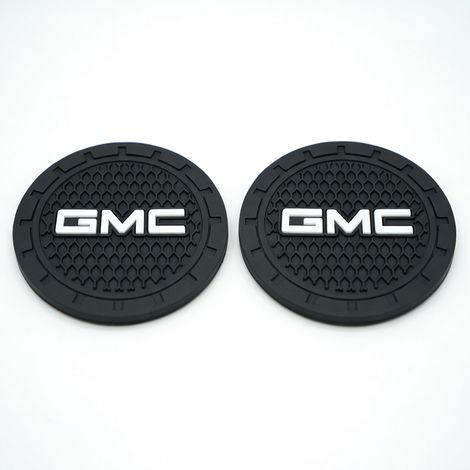 Sottobicchieri per auto logo GMC, bordo nero antiscivolo, paio (1/5)