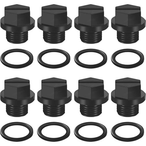 8 Pieces Black Pump Caps, Pool Drain Pump Caps, Drain Stuff with Seals and Pool Accessories. (1/5)