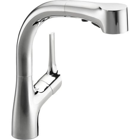 JACOB DELAFON Mitigeur cuisine Elate Bec haut chrome douchette extractible (1/5)