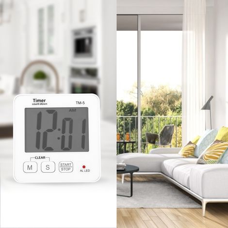 Minuteur numérique portable pour cuisine, écran digital, alarme, compte à rebours, horloge de cuisson (1/5)